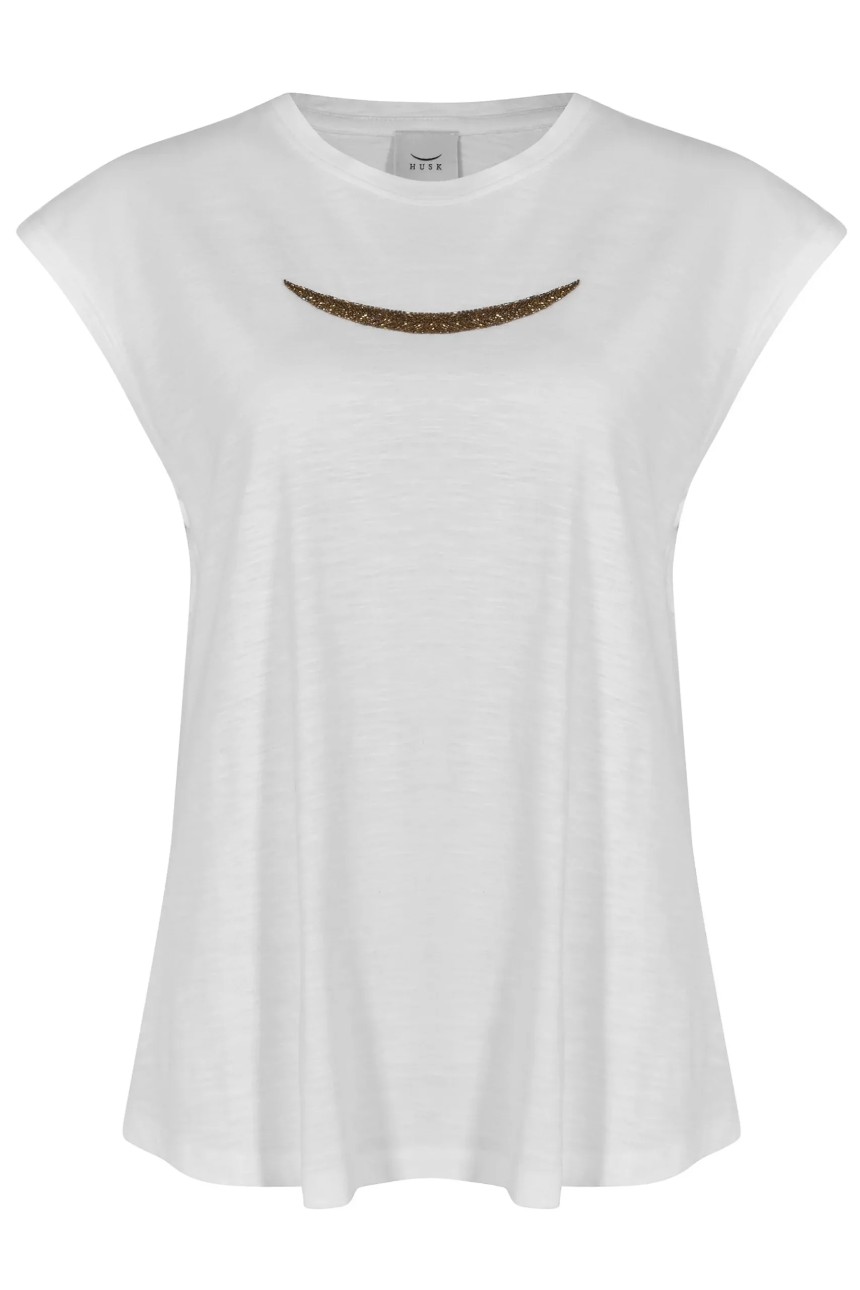 Husk Beaded Tee - White