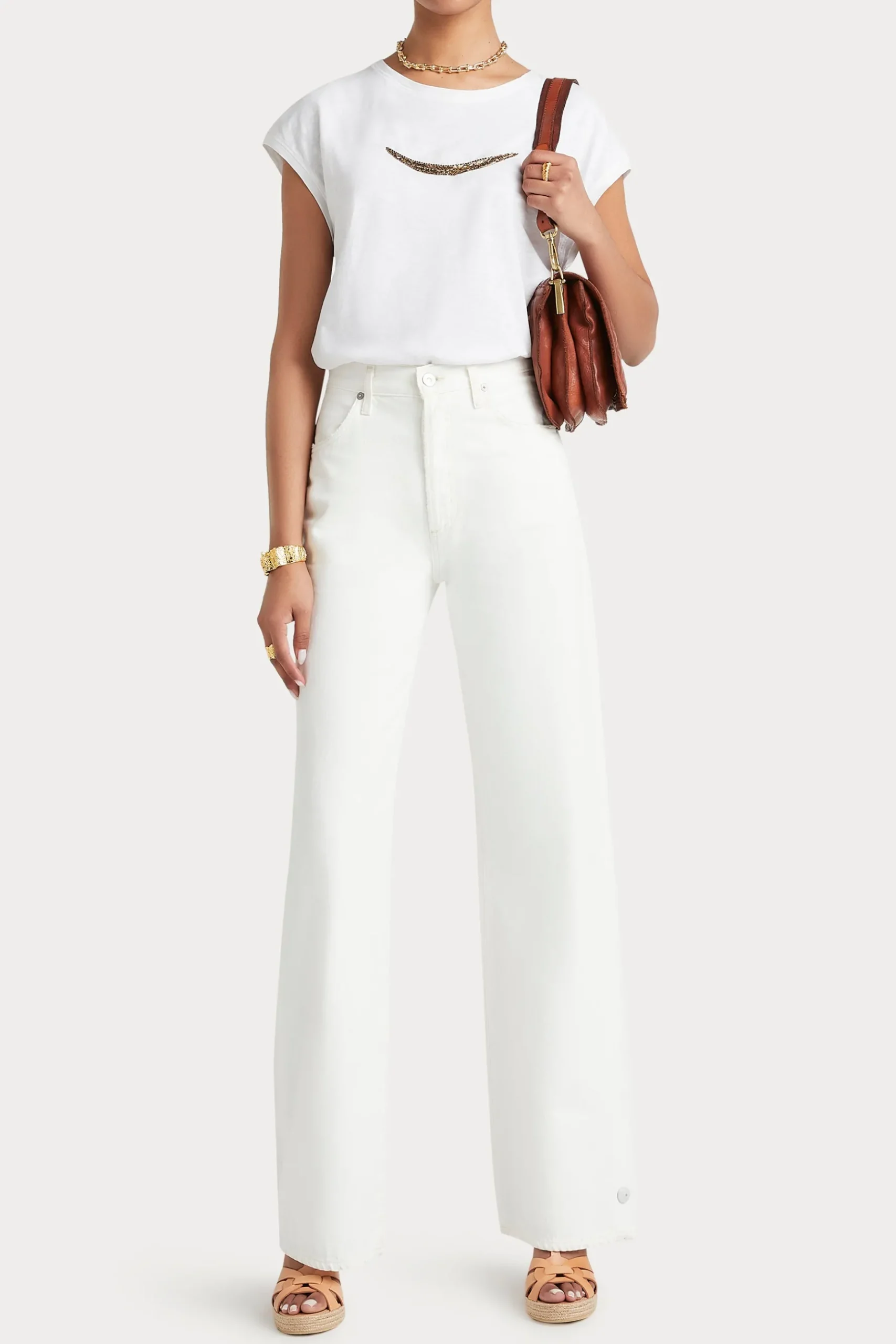 Husk BEADED TEE - White