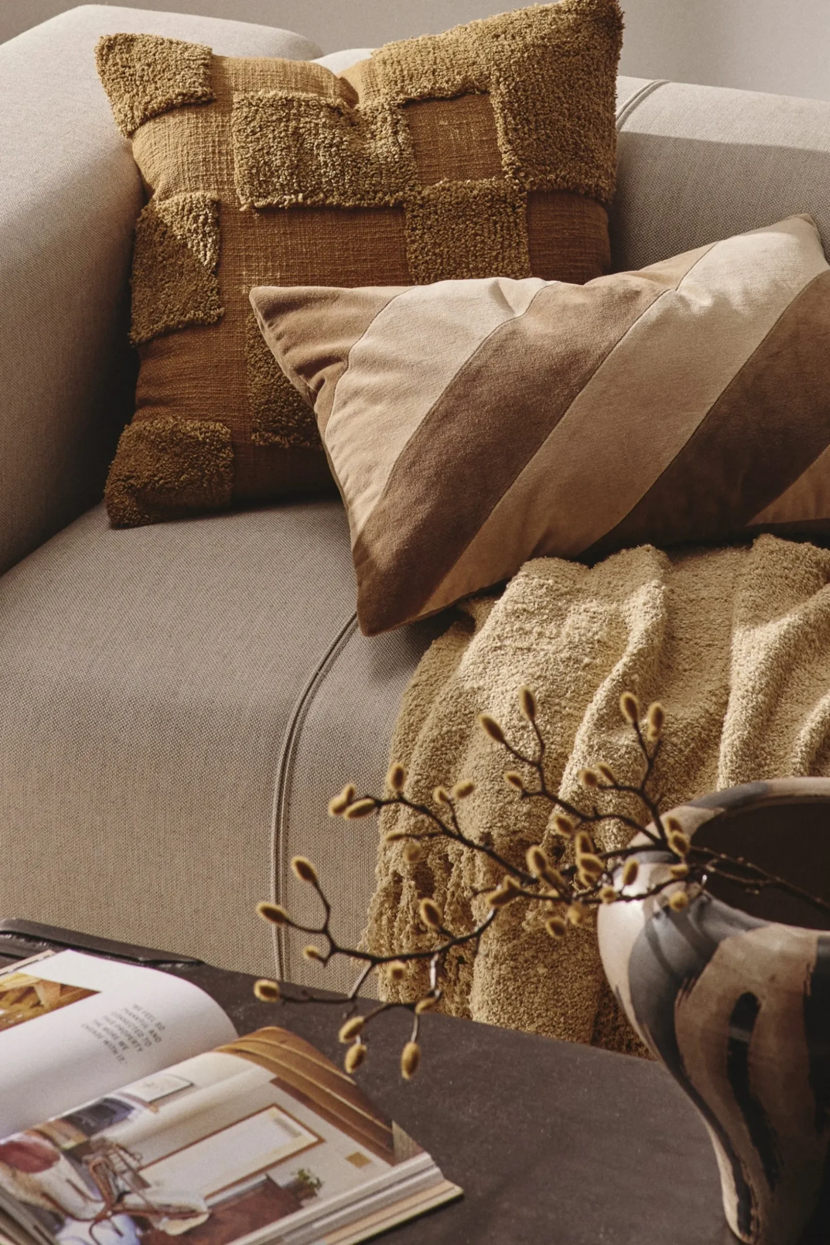 Husk Kalina Cushion - Brown Crm