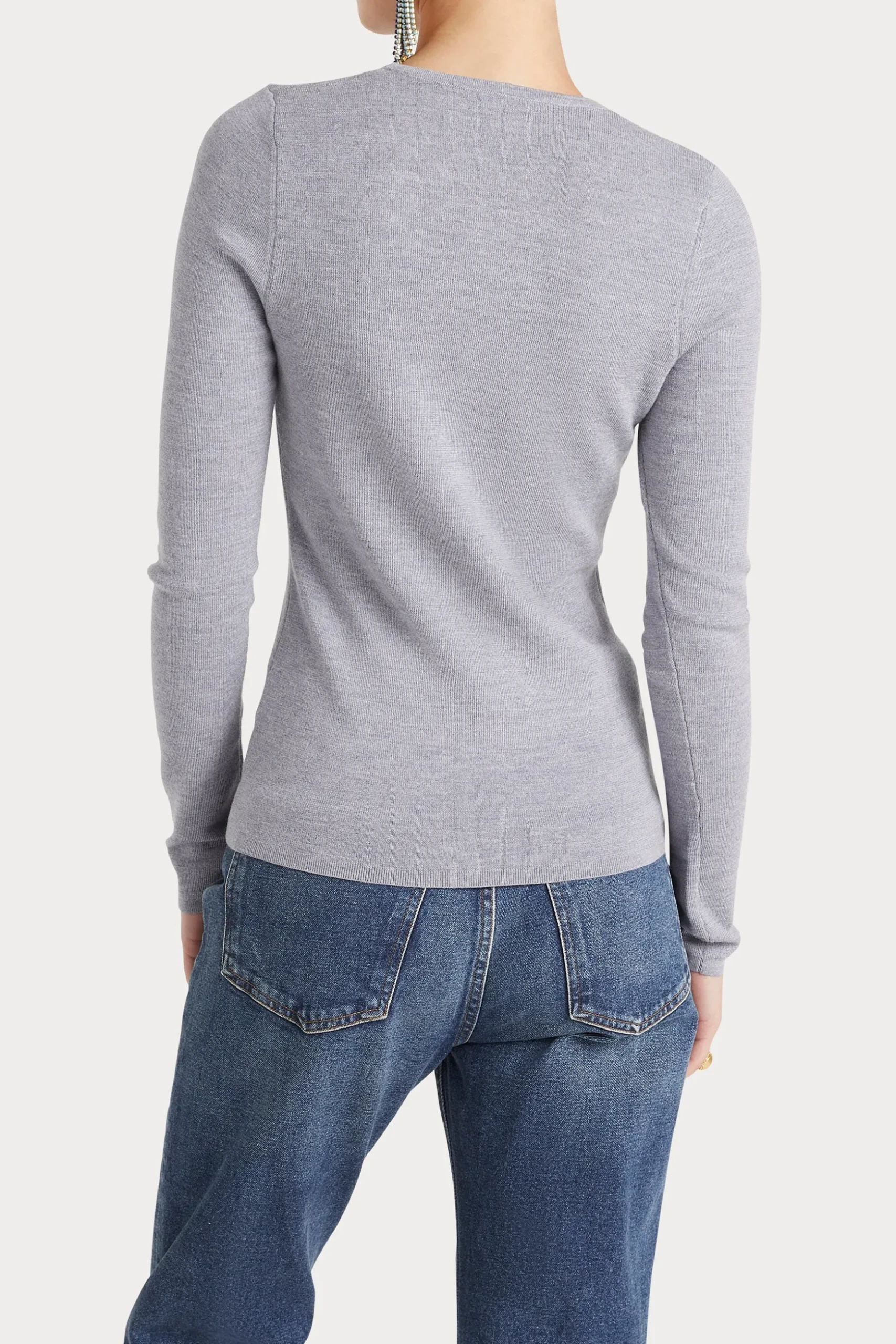 Husk MERINO CREW - Grey Marle