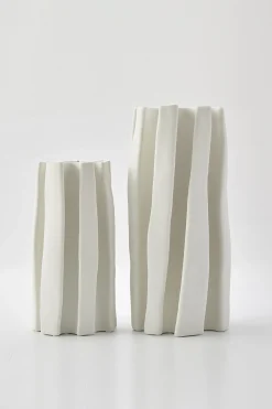 Husk Pleat Vase - Ivory