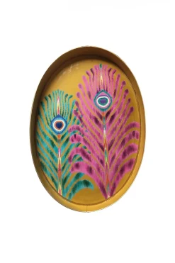 Les Ottomans Peacock Oval - Yellow