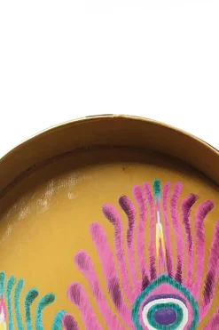 Les Ottomans Peacock Oval - Yellow