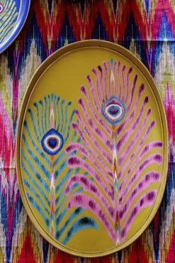 Les Ottomans Peacock Oval - Yellow