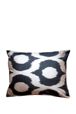 Les Ottomans Silk Cushion - Black & White