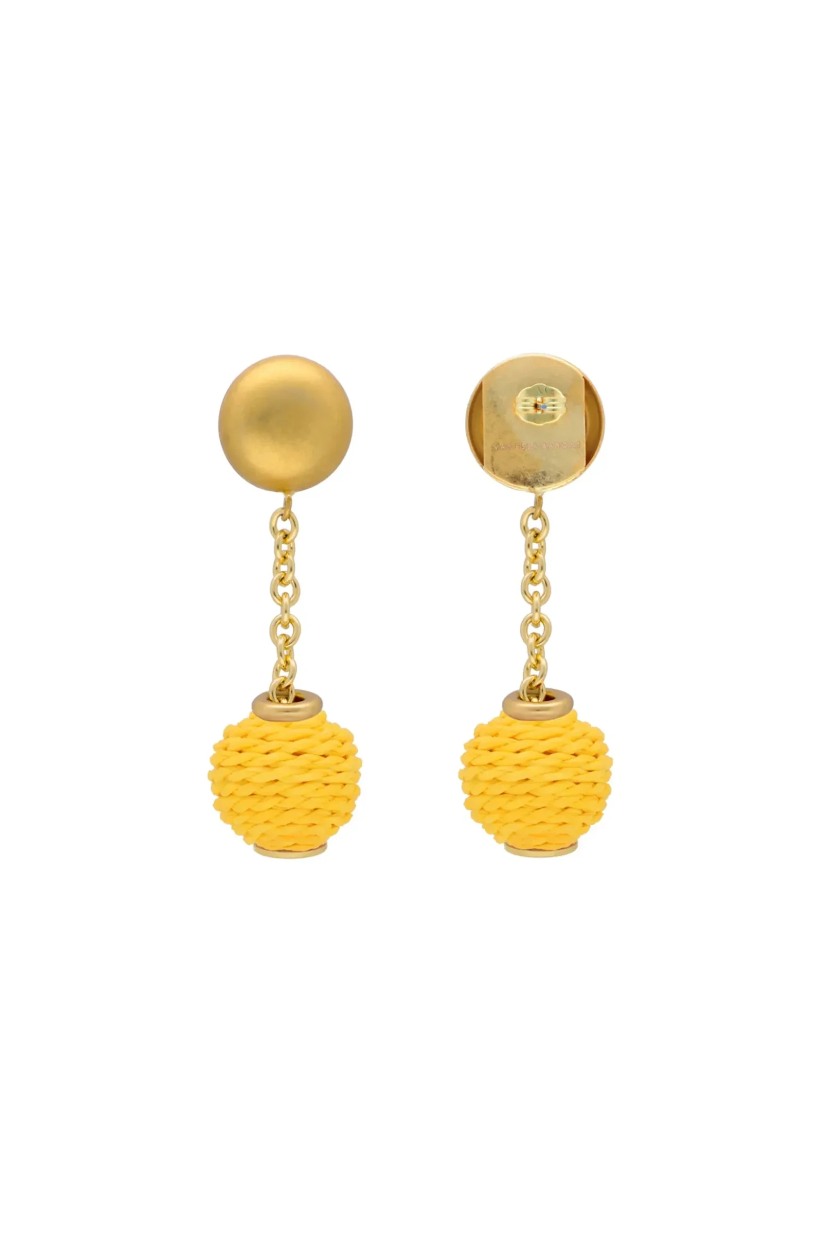 Vanessa Baroni Raffia Earring - Yellow