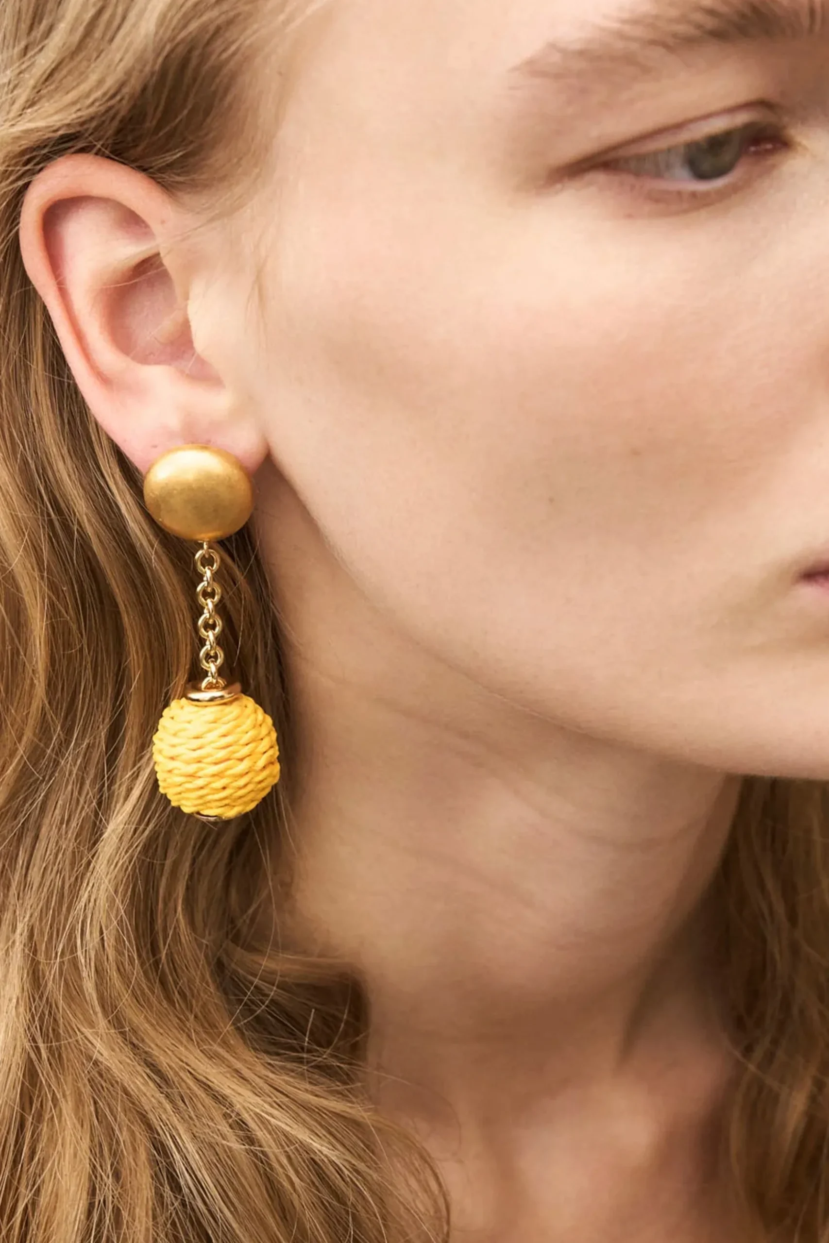Vanessa Baroni Raffia Earring - Yellow